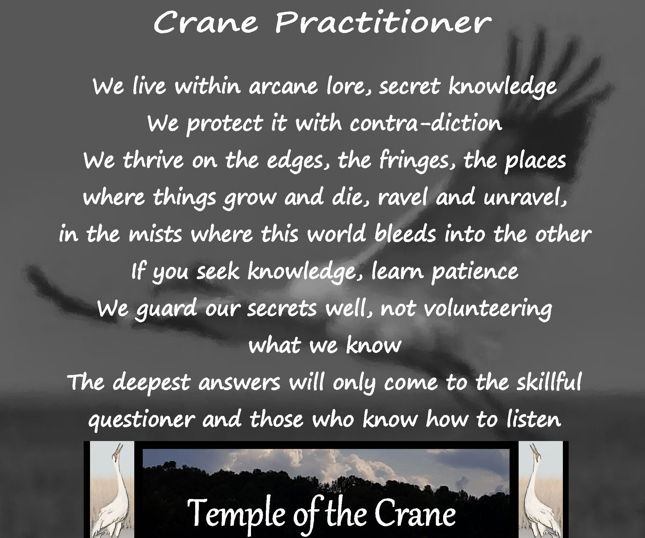 Crane Practitioner Motto